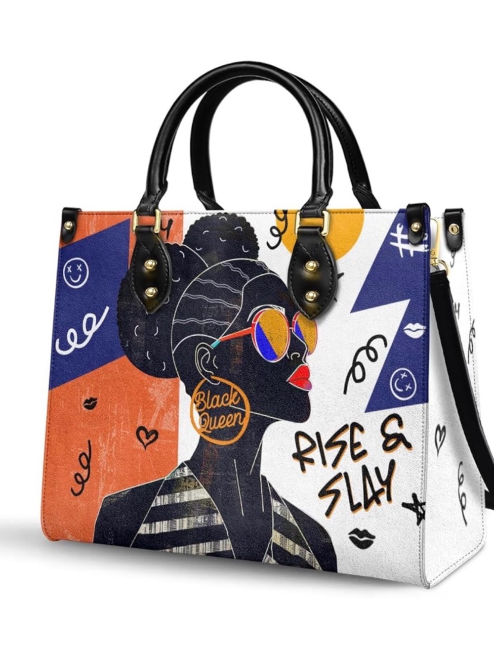 Afroyla Sanaa Handbag Rise & Slay Black Queen Graphic Tote Bag - Multicolor - Picture 3 of 7